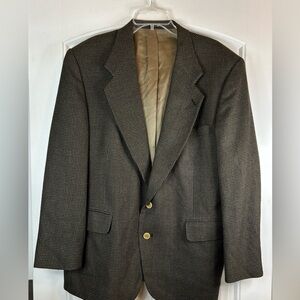 Oscar De La Renta Brown Black Houndstooth Wool Two-Button Blazer Men’s Size 44R
